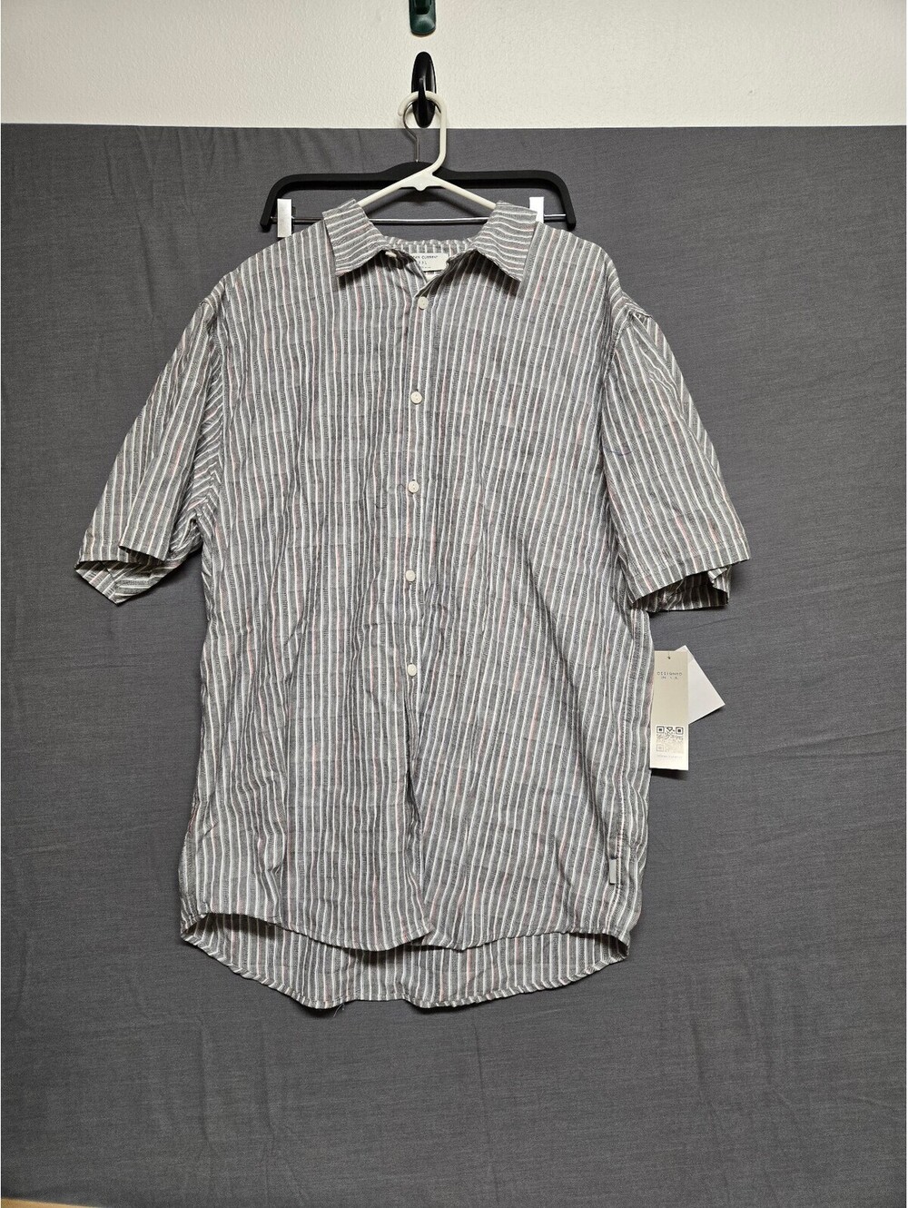 Ocean Current Mens Gray Striped Short Sleeve Button Front Shirt XXL